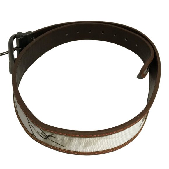 RealTree Mens Brown & White Canvas Leather Belt L / XL Metal Buckle 96000/979 - Picture 4 of 9